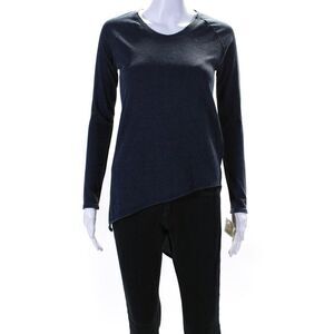 Crossley Womens Cotton Round Neck Long Sleeve Pullover Top Blue Size S
